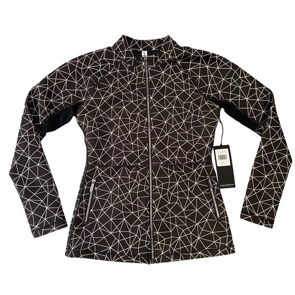 Karma athletic fitted jacket black white pattern Clara Shatter Glass mesh Medium - Picture 1 of 14